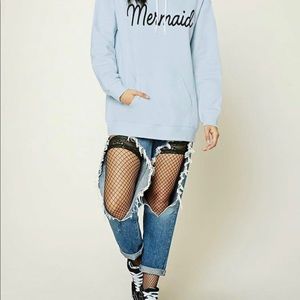 Forever 21 light blue mermaid hoodie size M
